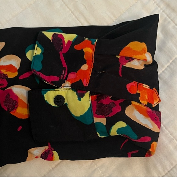 Merona Women’s Long Sleeve Dress Black Floral Multicolor - Picture 3 of 4